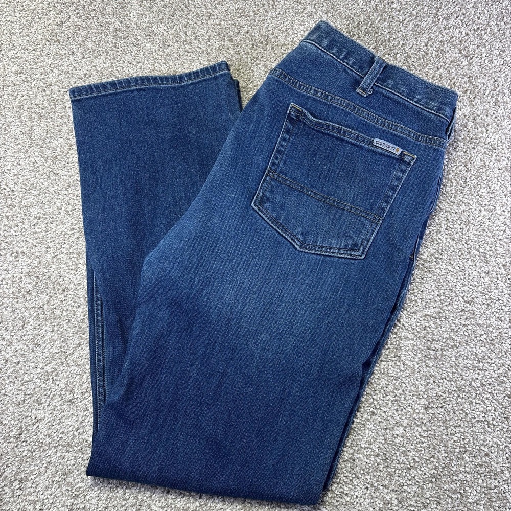 Carhartt Original Fit Straight Leg Jeans Womens 14 Blue Medium Stretch Denim